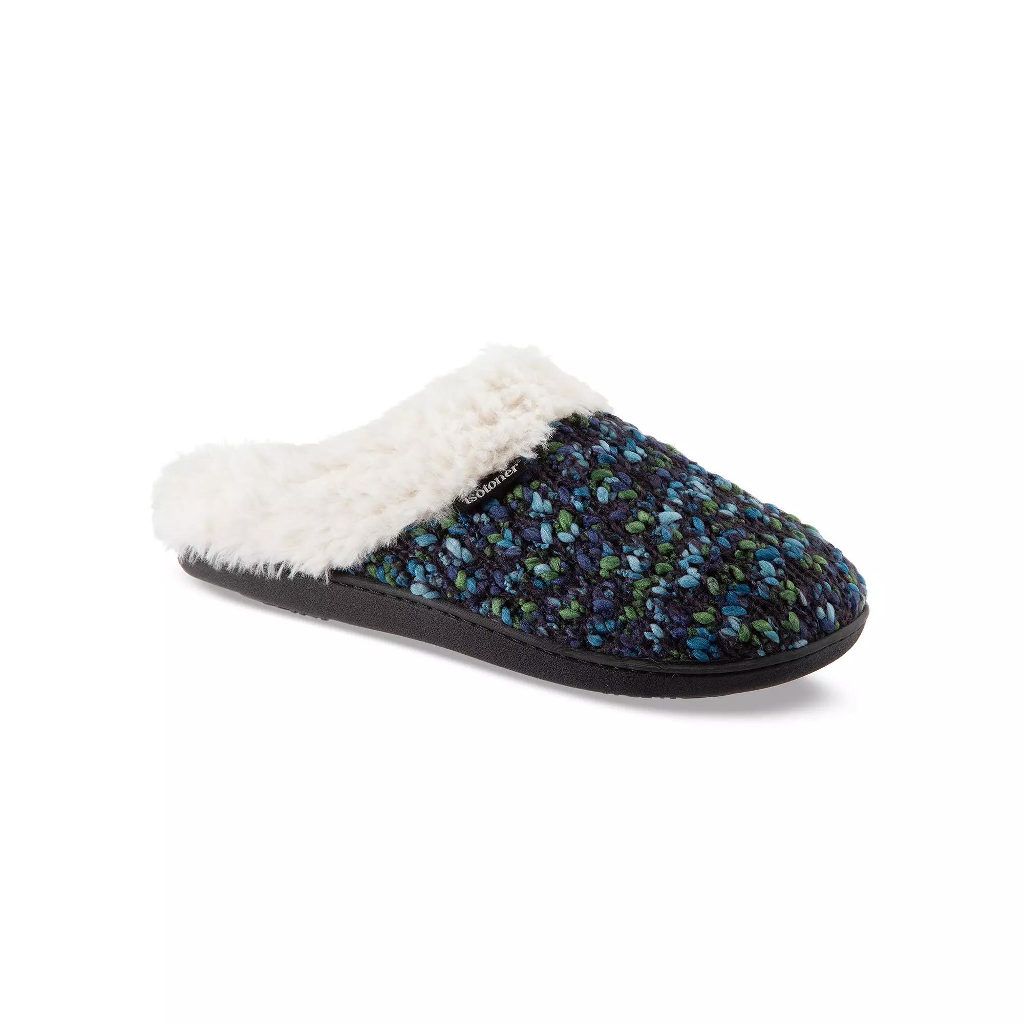 isotoner Amanda Chunky Sweater Knit Hoodback Women's Slippers, Size: Medium, Navy Blue Product Image