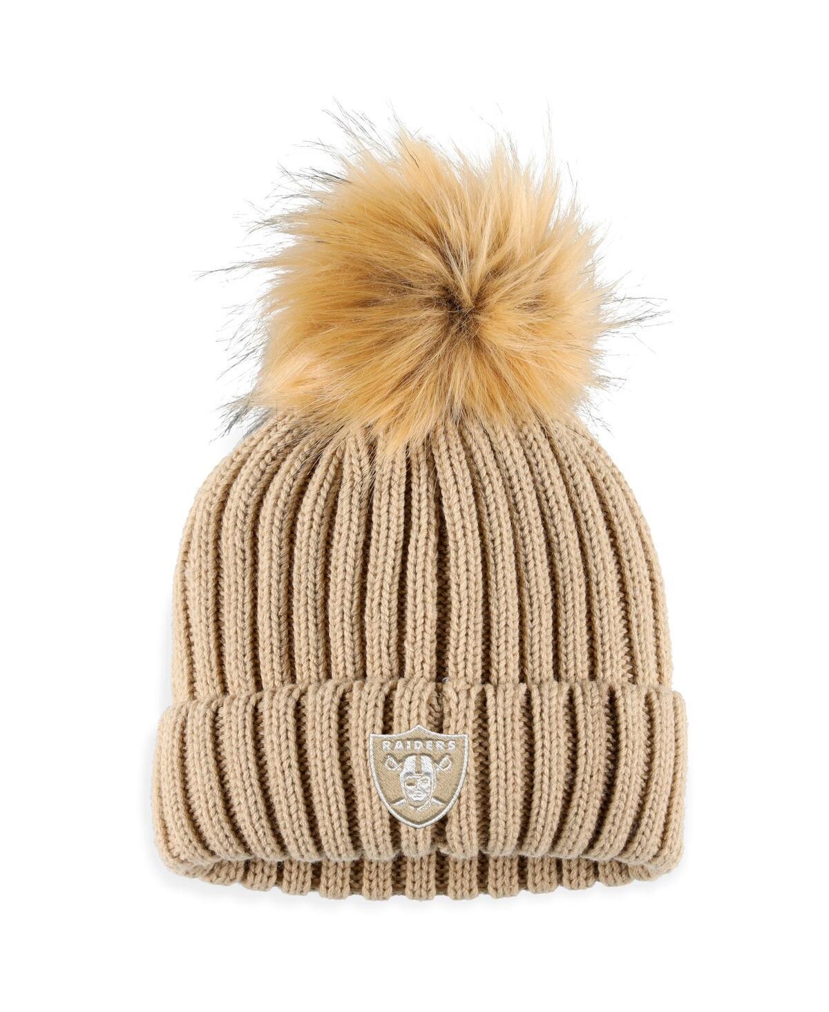 Womens WEAR by Erin Andrews Natural Las Vegas Raiders Neutral Cuffed Knit Hat with Pom Product Image