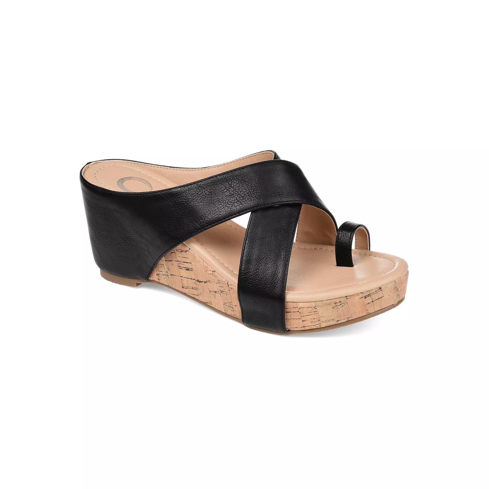 Journee Rayna Womens Wedge Sandals Blue Product Image