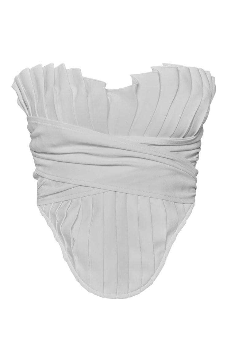 White Woven Pleated Drape Front Corset Product Image