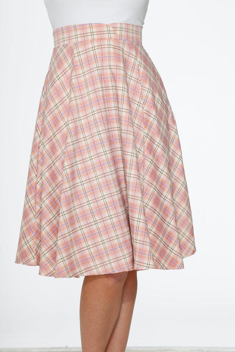 Pink Plaid Swing Skirt Product Image