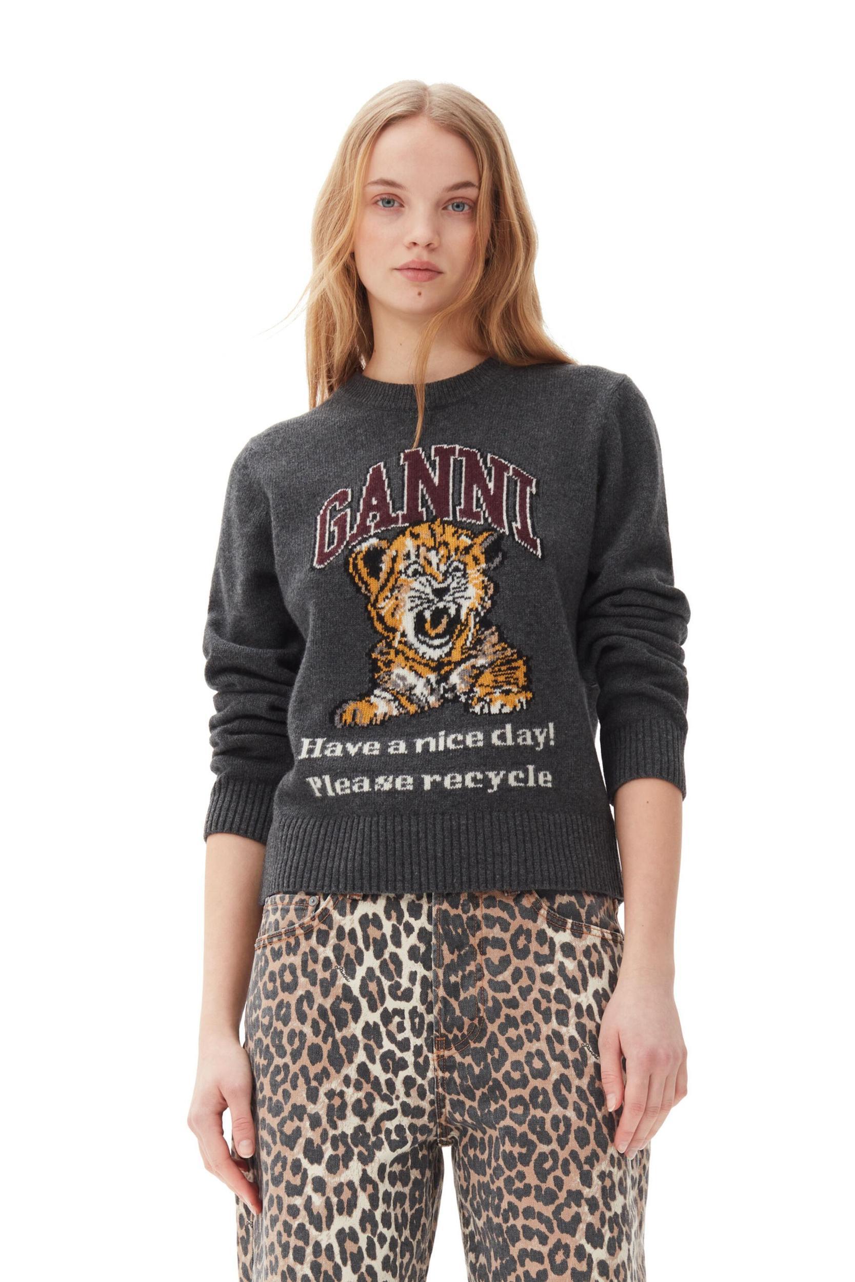 Dark Grey Graphic Tiger Sweater Product Image