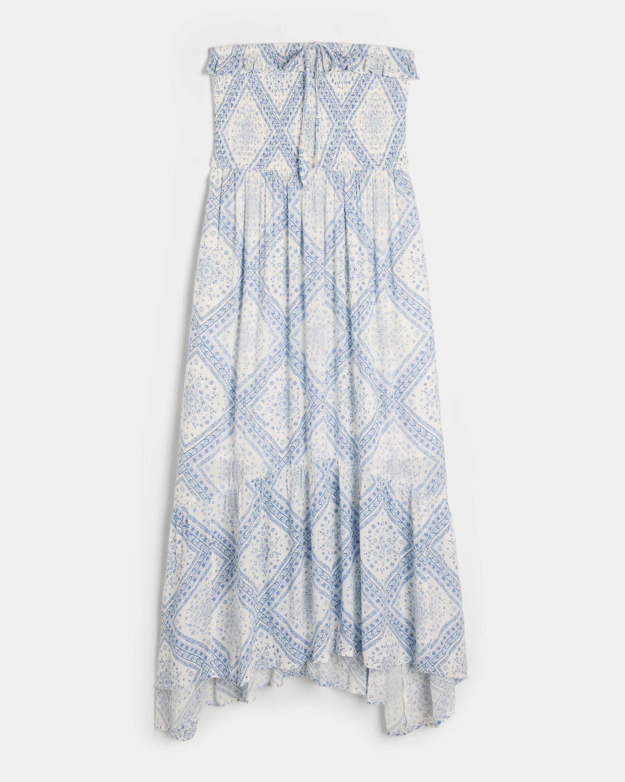 Strapless Asymmetrical Hem Maxi Dress Product Image