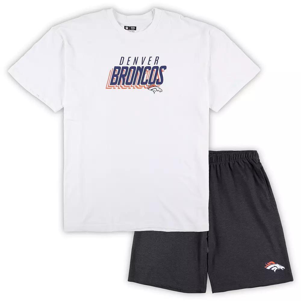 Men's Concepts Sport White/Charcoal Denver Broncos Big & Tall T-Shirt and Shorts Set, Size: 4XB Product Image