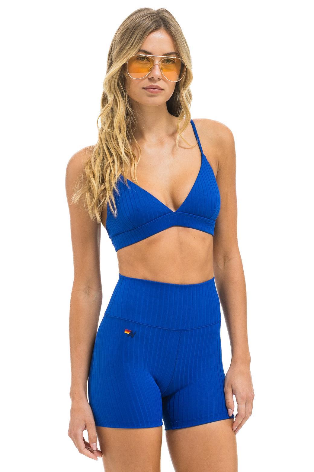 WIDE RIB 4IN HI-RISE BIKER SHORT - ROYAL Female Product Image