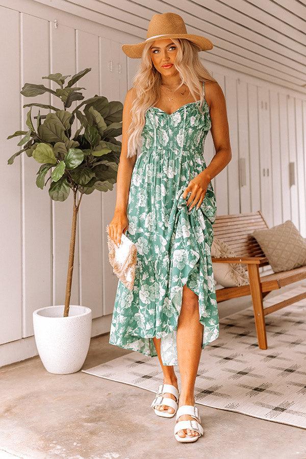 Lovely Lagoon Floral Midi In Green Product Image