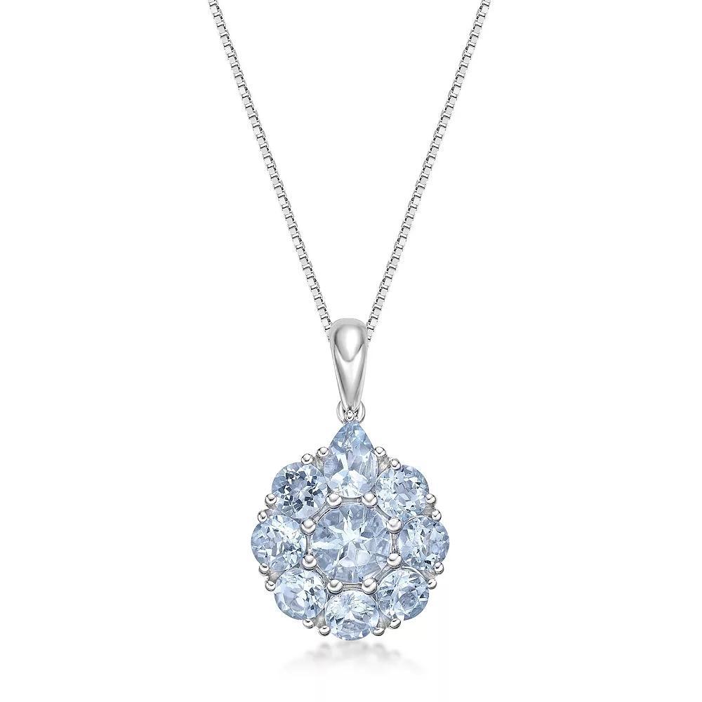 Gemminded 10k White Gold Aquamarine Pendant Necklace, Women's, Size: 18" Product Image
