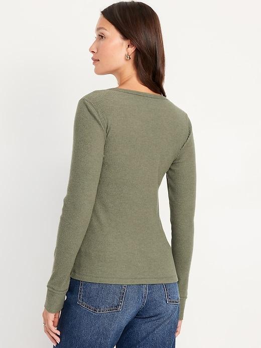 Ribbed Henley Top Product Image
