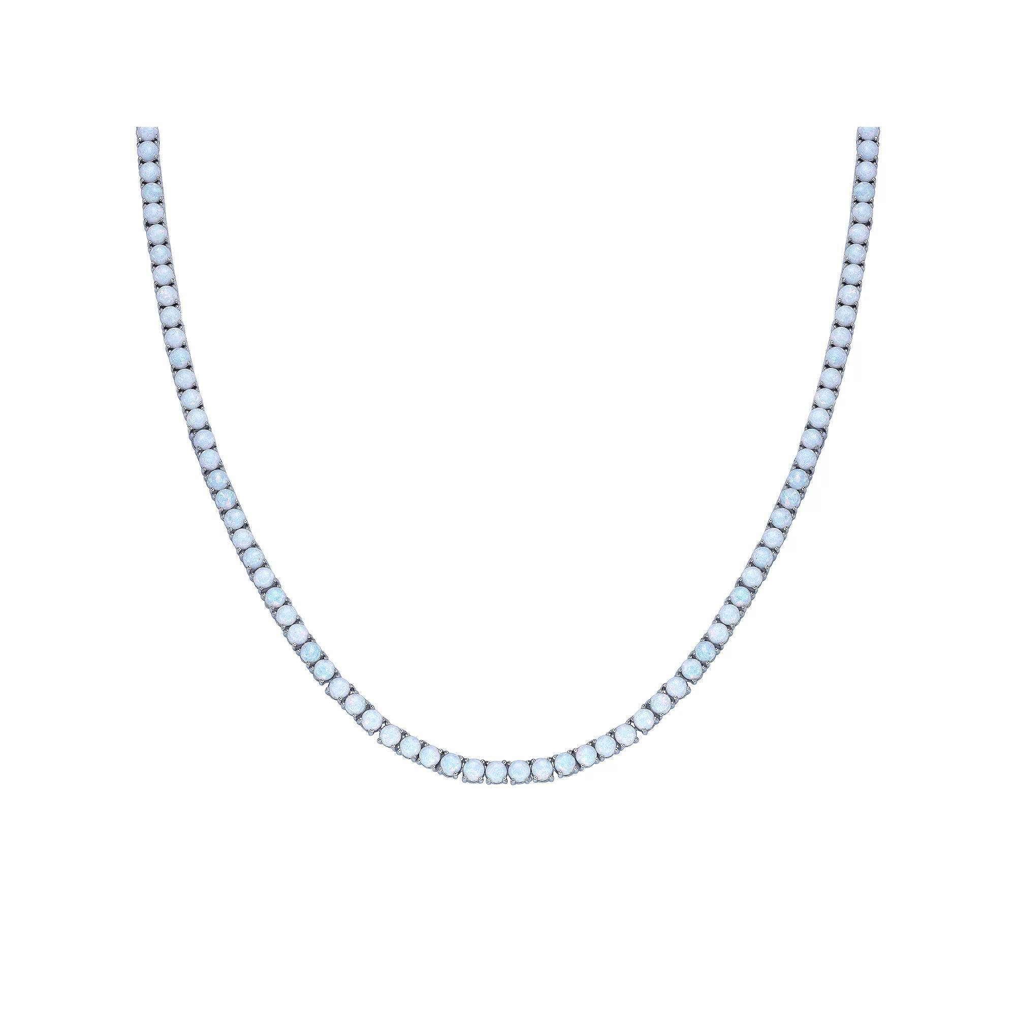 Gemminded Sterling Silver Lab-Created Opal Tennis Necklace, Women's, Size: 18" Product Image