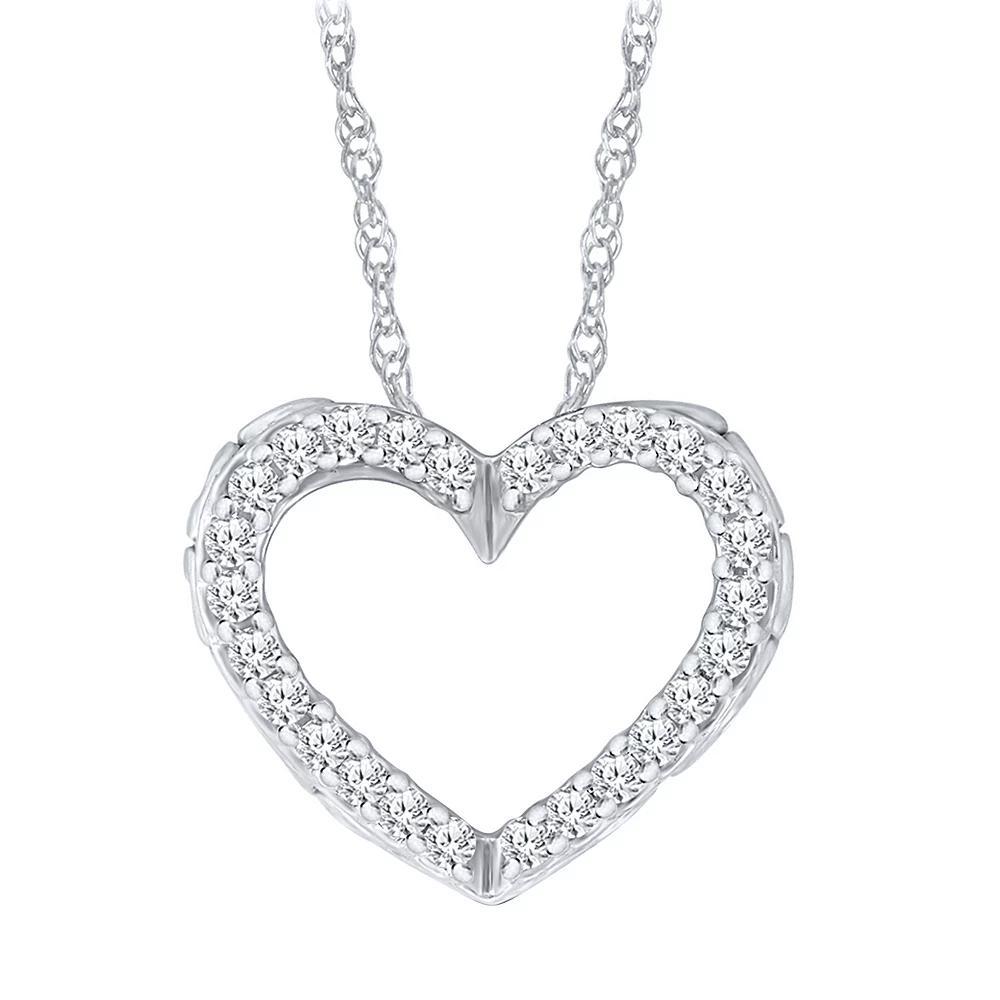 Irena Park 10K White Gold 1/10 Carat T.W. Diamond Heart Pendant Necklace, Women's, Size: 18" Product Image