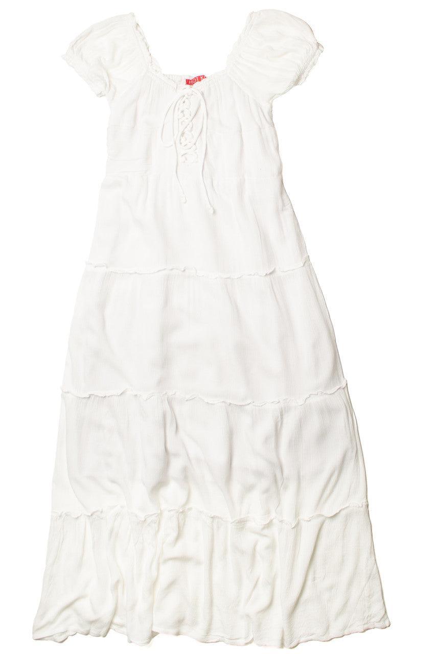 White Lace Up Milkmaid Maxi Dress Product Image