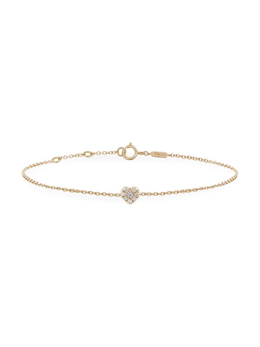 Womens Magic Touch 18K Yellow Gold & Diamond Heart Chain Bracelet Product Image