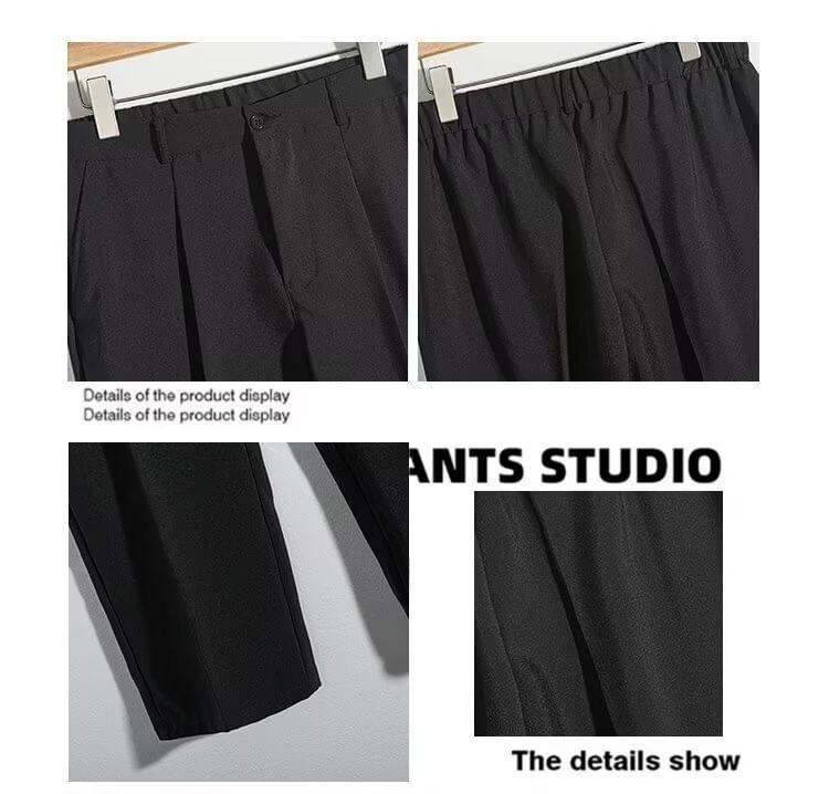 High Waist Plain Cropped Straight Leg Pants Product Image