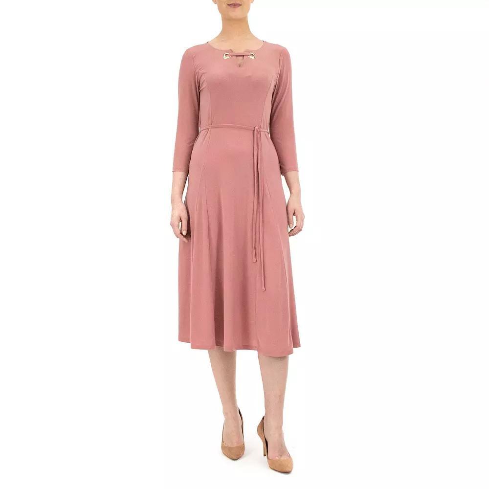 Women's Nina Leonard Grommet-Detail Midi Dress, Size: Small, Dusty Pink Product Image
