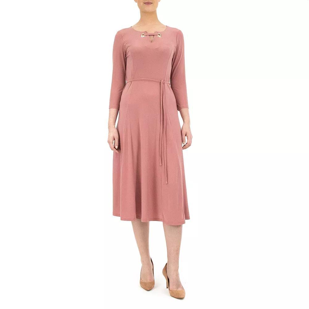 Women's Nina Leonard Grommet-Detail Midi Dress, Size: Small, Dusty Pink Product Image