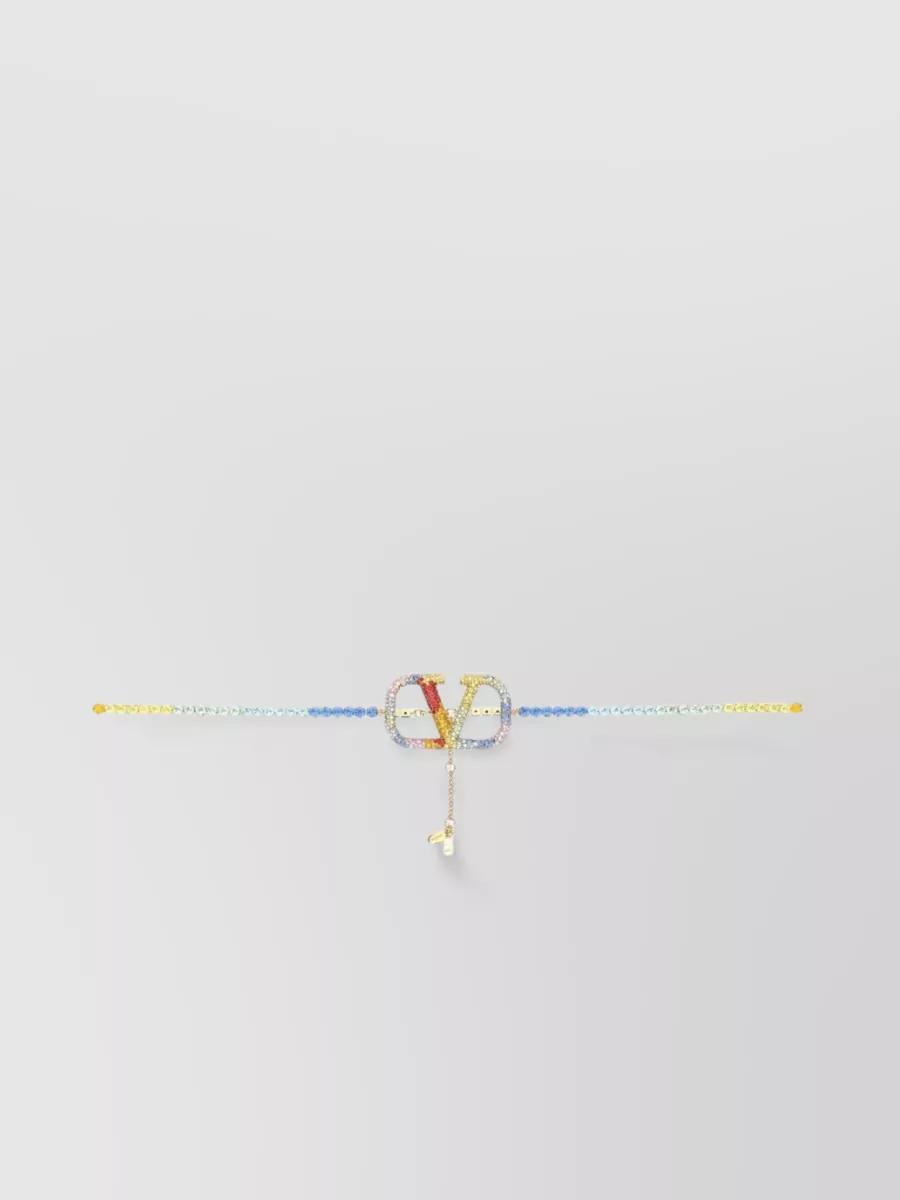 VALENTINO GARAVANI Rhinestone-embellished Gold Chain Belt In Multicoloured Product Image