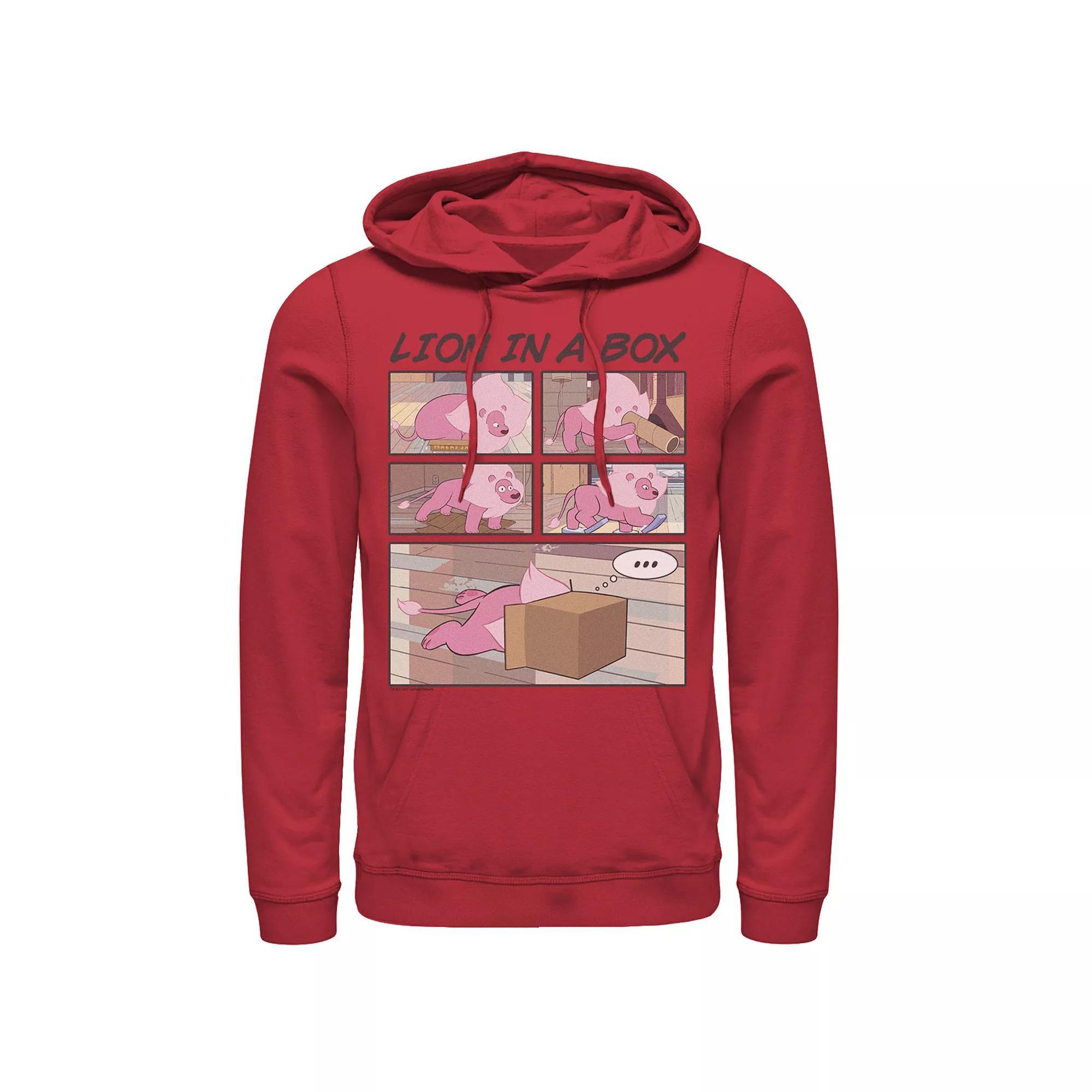 Men's Cartoon Network Stevens Universe Lion In A Box Comic Strip Hoodie, Size: XL, Red Product Image