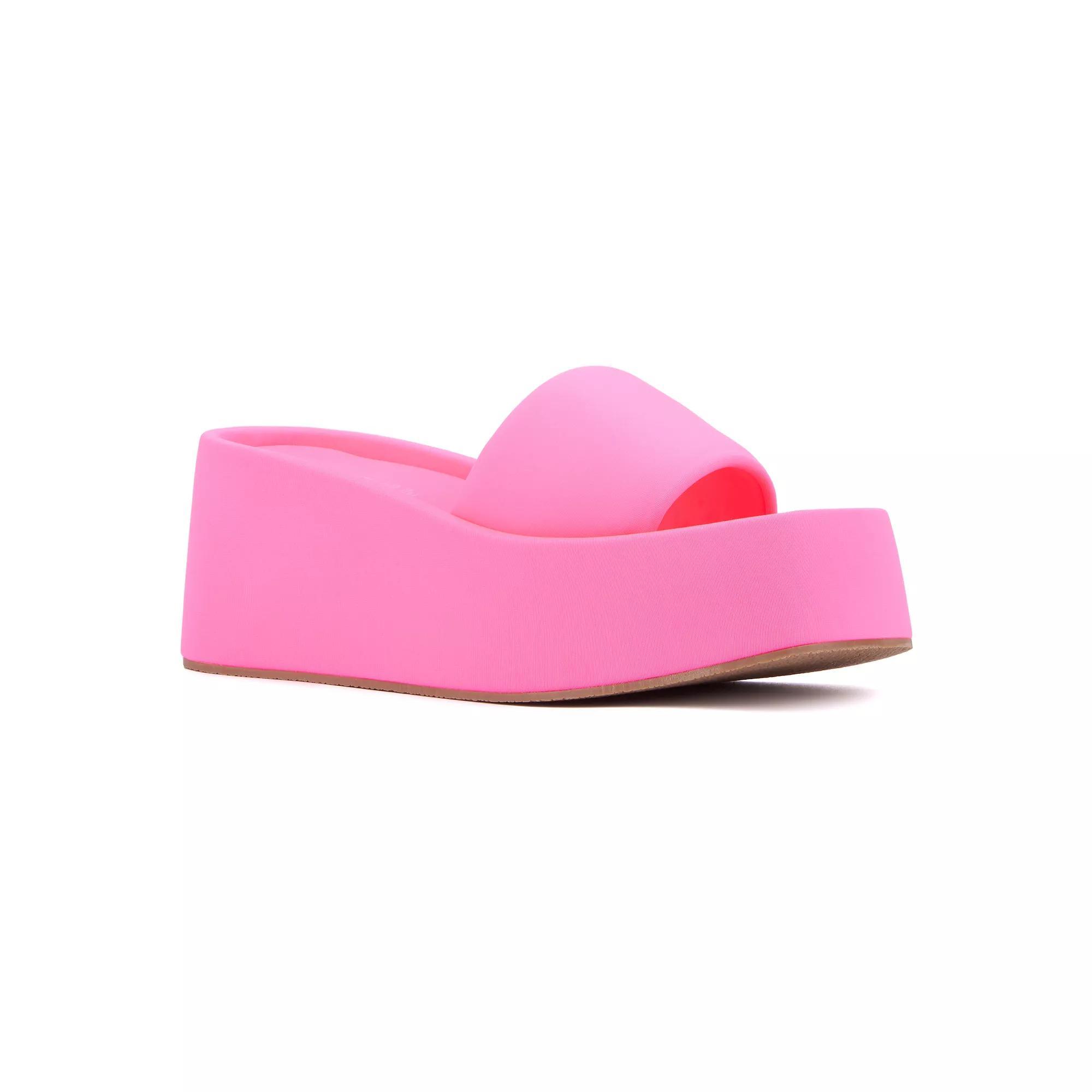 Olivia Miller Women's Uproar Platform Sandals, Size: 10, Light Blue Product Image