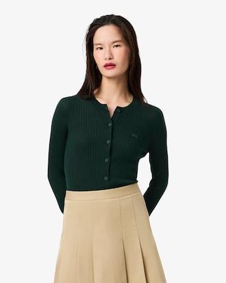 Rib Knit Merino Wool Cardigan Product Image