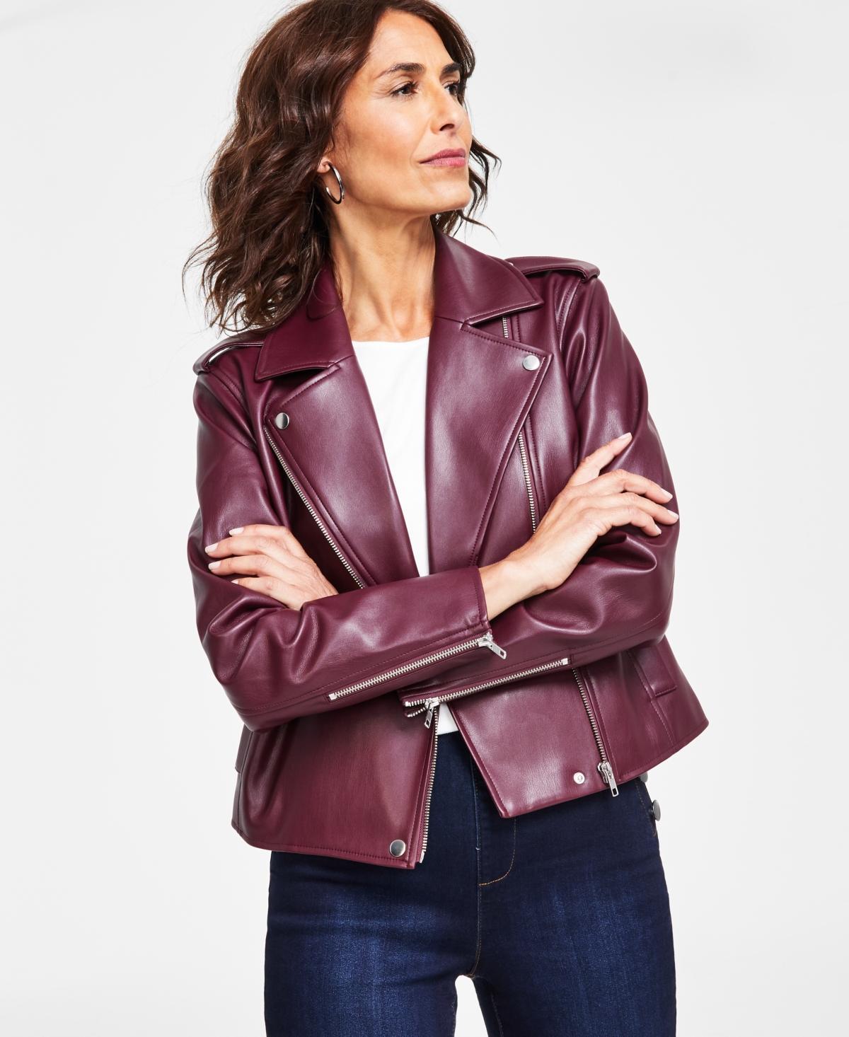 I.n.c. International Concepts Womens Faux-Leather Jacket, Created for Macys Product Image