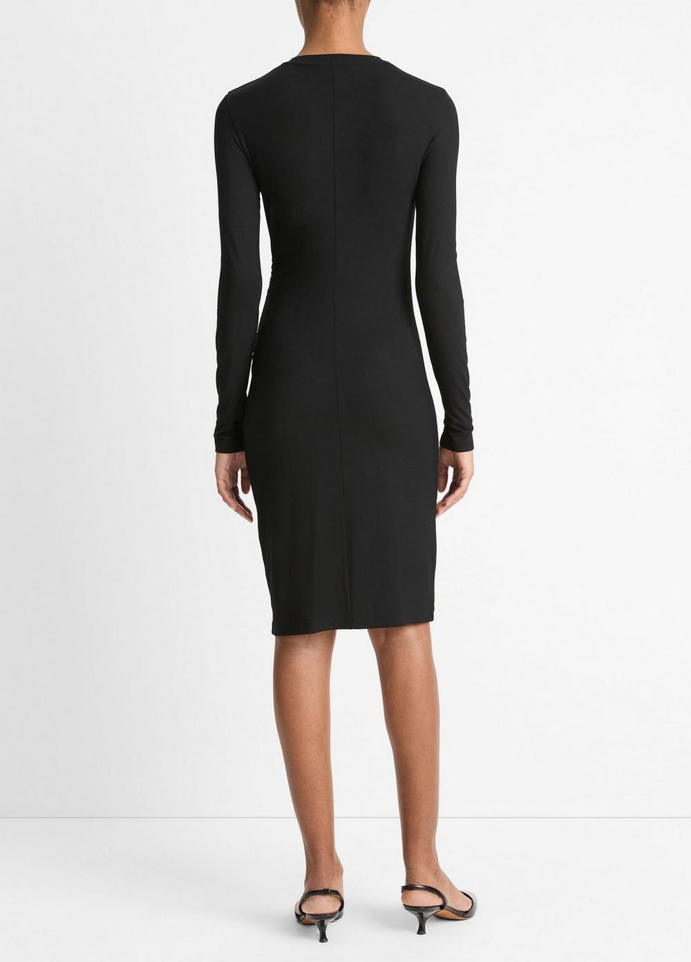 Womens Draped Long-Sleeve Short Dress, Black, Size L Vince Product Image