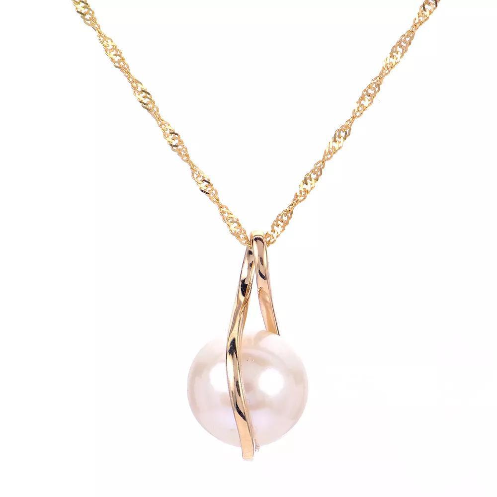 PearLustre by Imperial 14k Gold Freshwater Cultured Pearl Twist Pendant Necklace, Womens Product Image