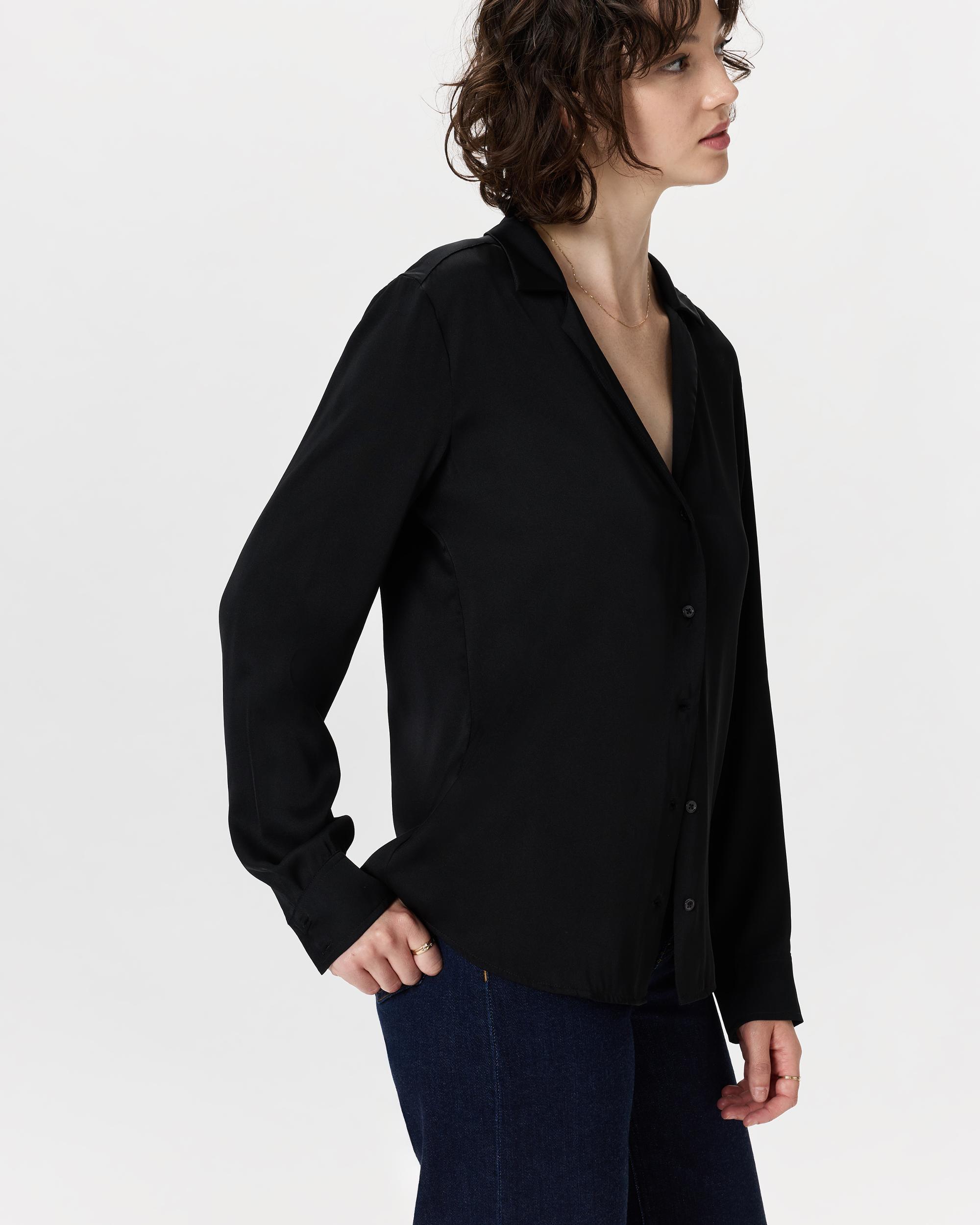 Quince | Women's 100% Washable Silk Stretch Notch Collar Blouse Product Image