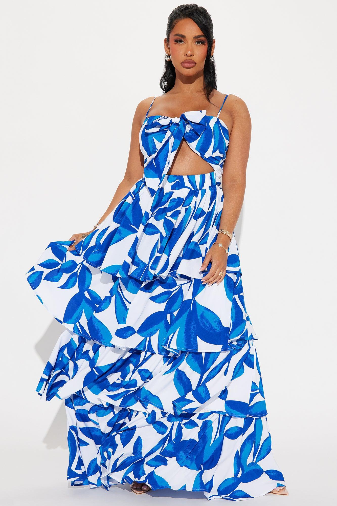 Daniella Tiered Maxi Dress - Royal/combo Product Image