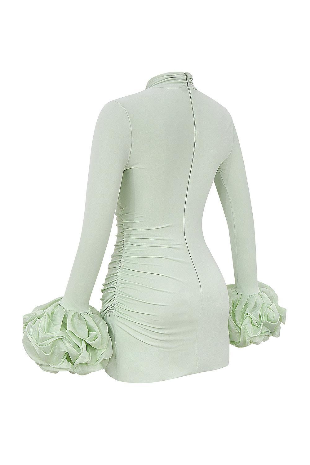 Camilla  pistachio ruffle cuff mini dress - sale Product Image
