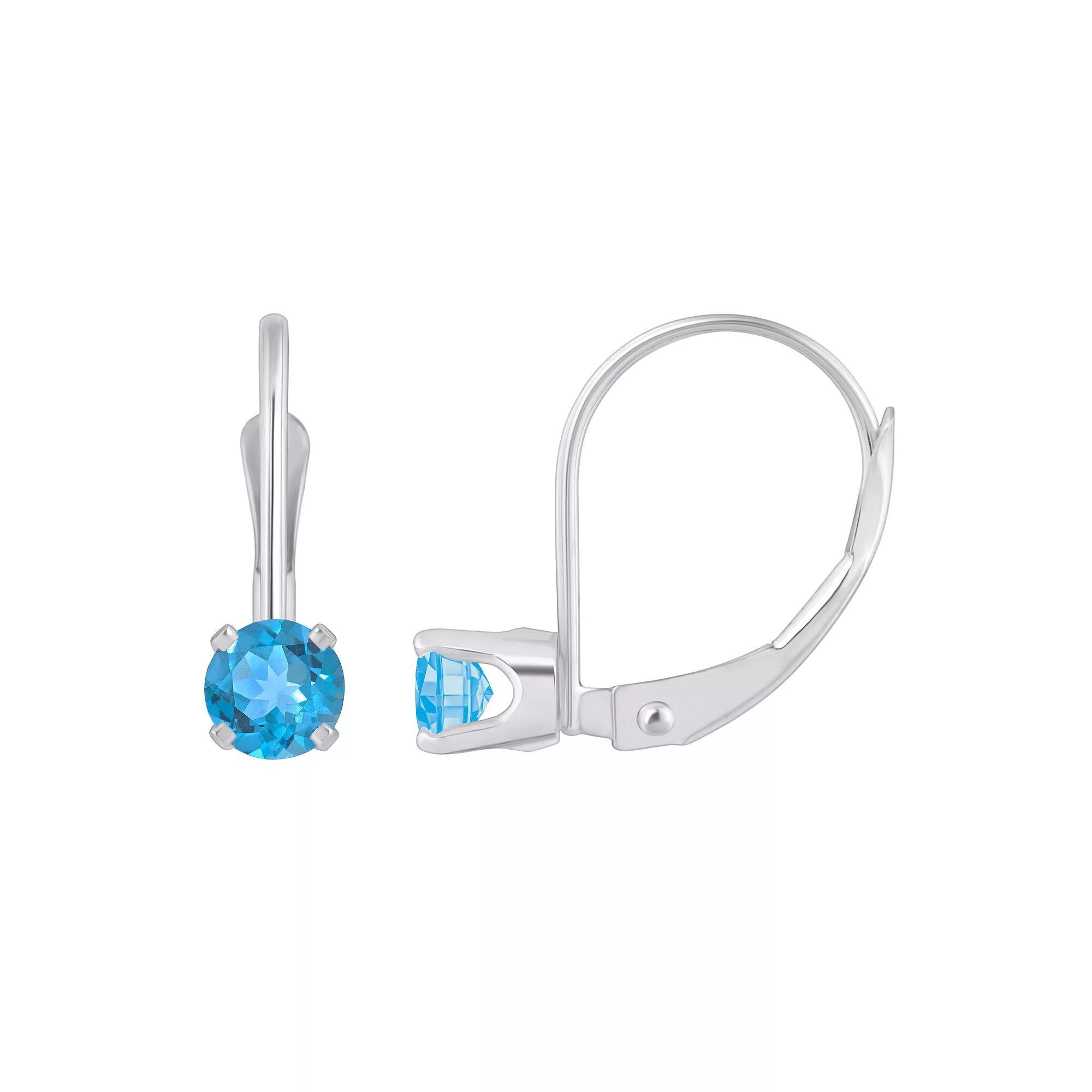 Celebration Gems 14k White Gold Gemstone Drop Earrings, Women's, Blue Topaz Product Image