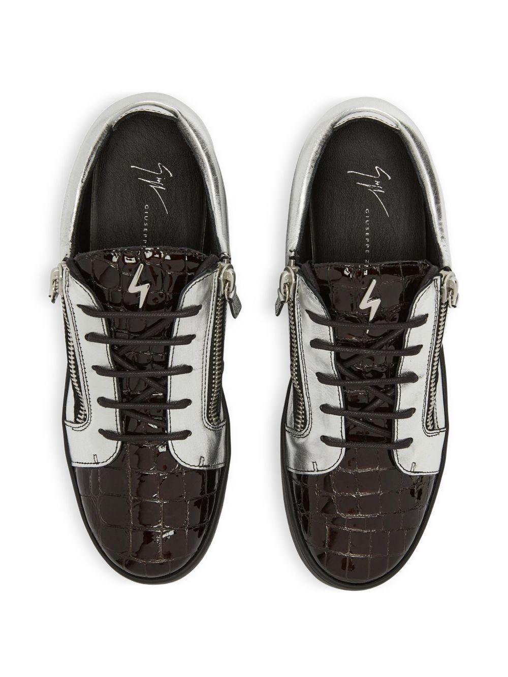 Frankie metallic crocodile-effect sneakers Product Image