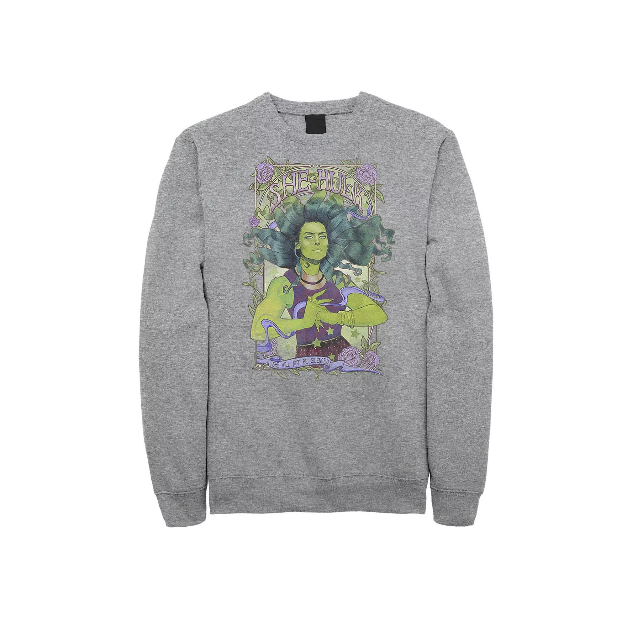 Men's Marvel She-Hulk Vintage Floral Sweatshirt, Size: Medium, Athletic Grey Product Image