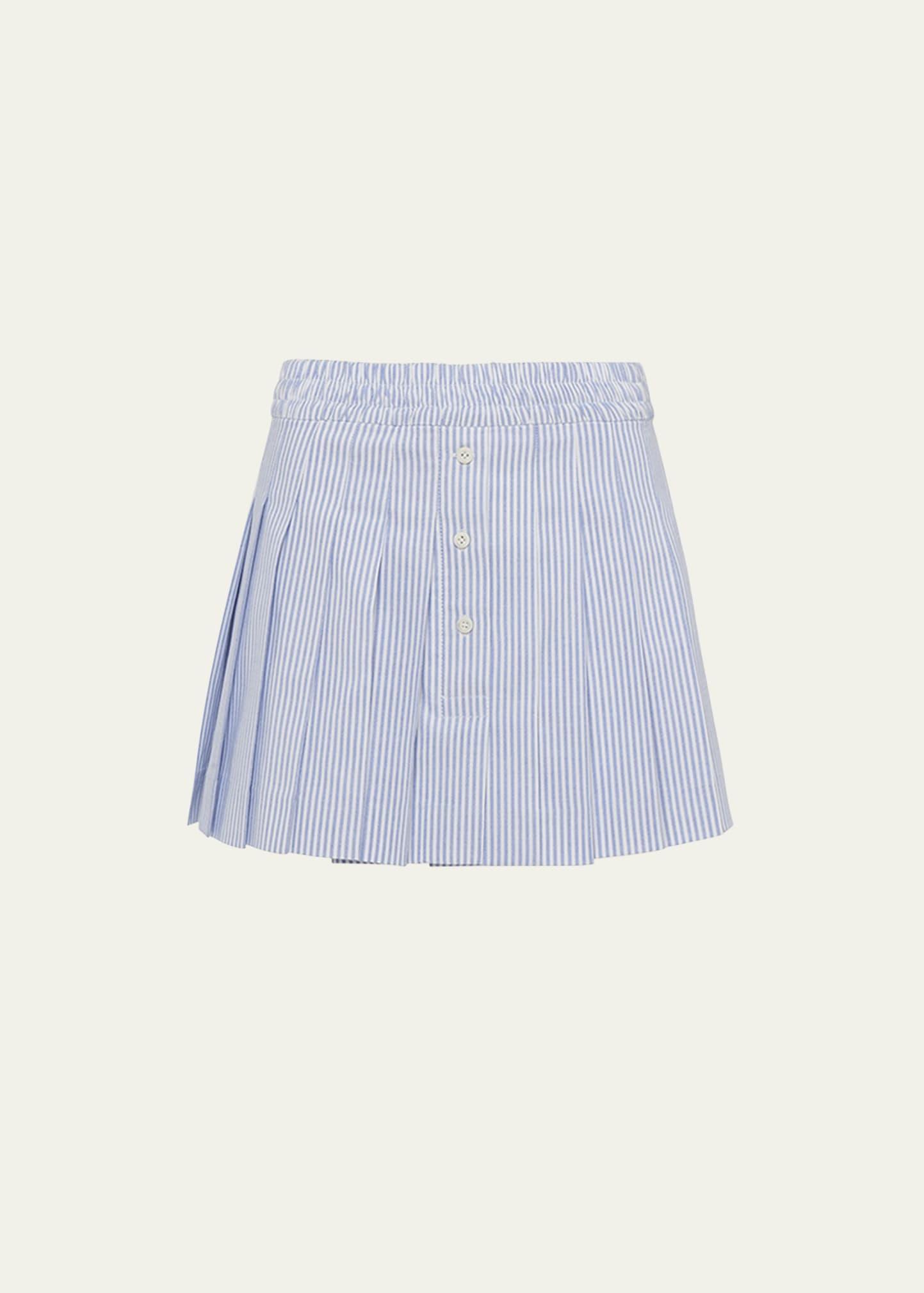 Stripe Oxford Pleated Mini Skirt Product Image