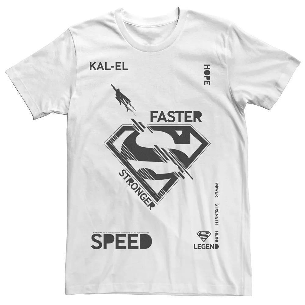 Men's Superman Kal-El Faster, Stronger, Speed Logo Tee, Size: 3XL, White Product Image