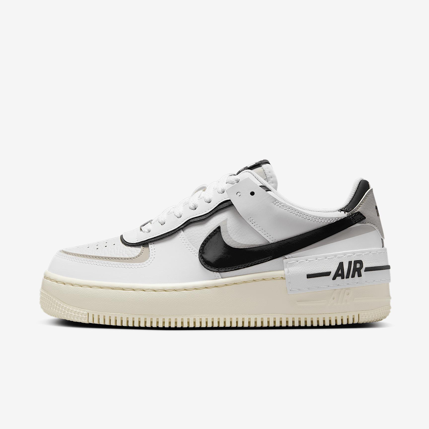 Nike Womens Air Force 1 Shadow Casual Shoes in White/Off Noir/Collegiate Grey Product Image
