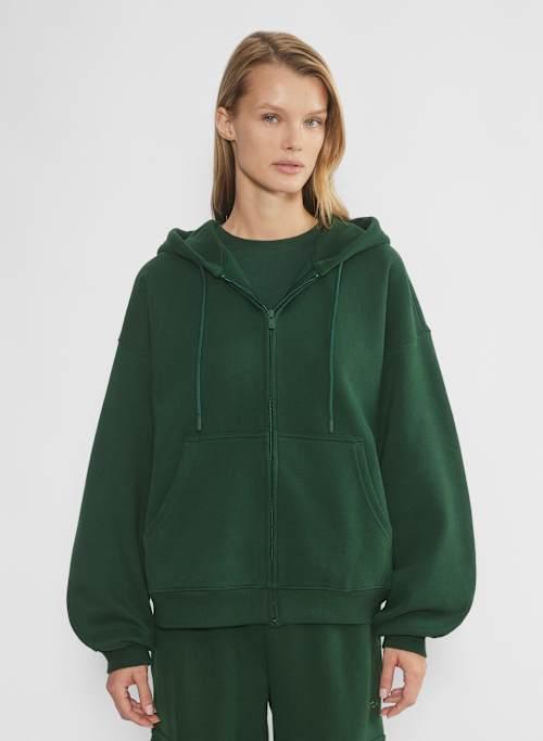 cozy fleece mega drop shoulder zip hoodie Product Image