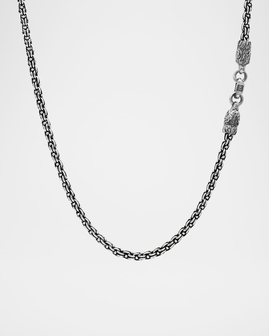 Mens Sterling Silver Wolf-Clasp Chain Necklace, 24L Product Image