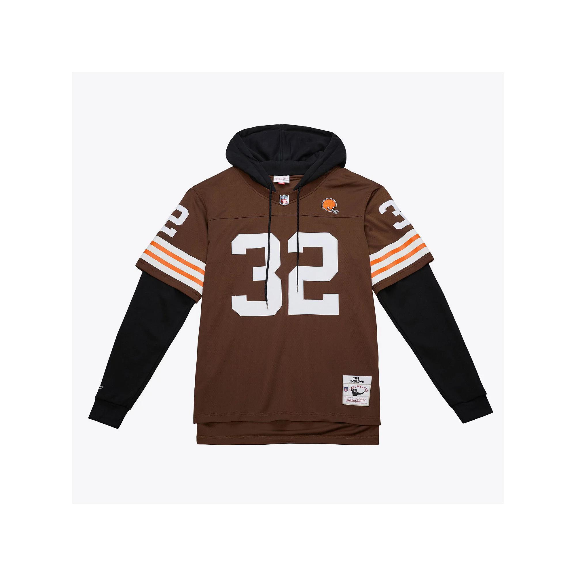 Men's Mitchell & Ness Jim Brown Brown Cleveland Browns Player Name & Number Hoodie Legacy Jersey, Size: 2XL Product Image