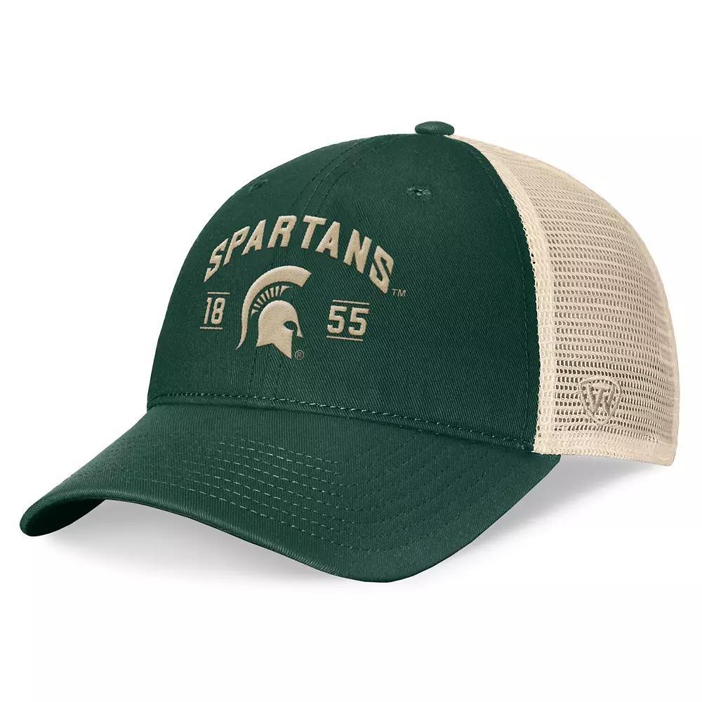 Men's Top of the World Green Michigan State Spartans Heritage Waylon Trucker Adjustable Hat Product Image