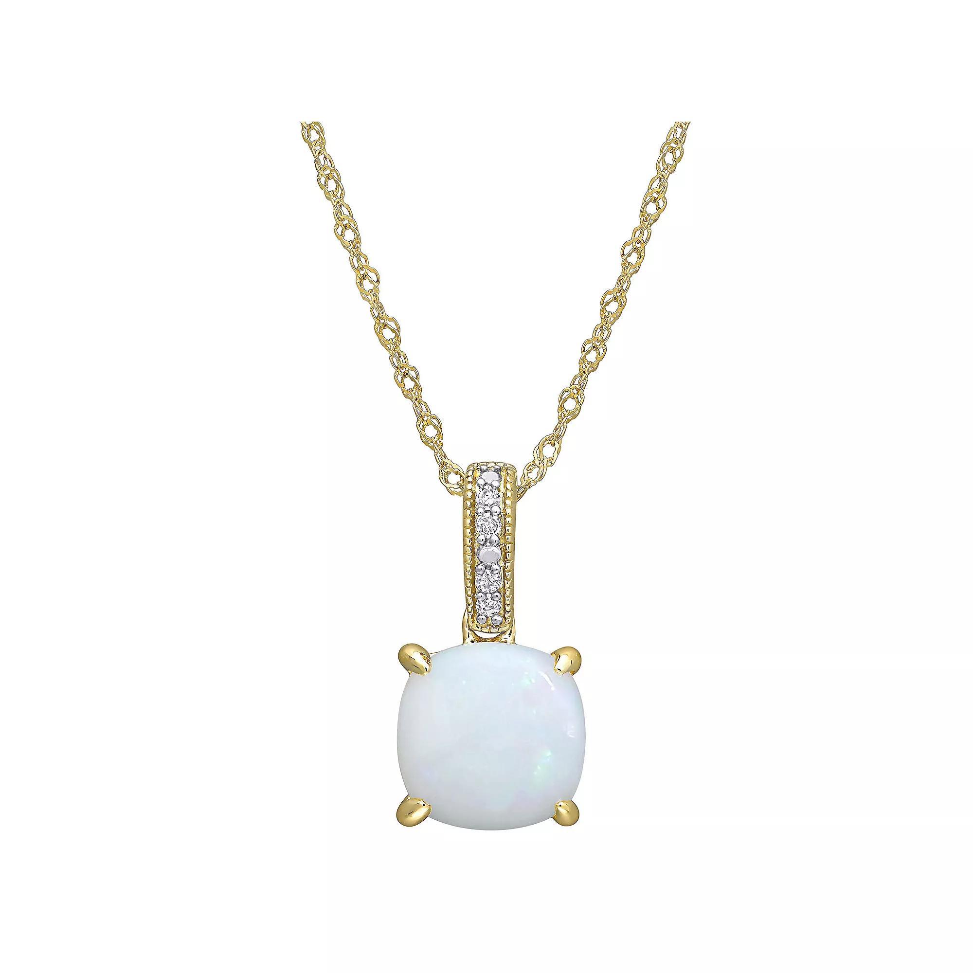 Stella Grace 10k Gold Opal & Diamond Accent Pendant Necklace, Womens Product Image