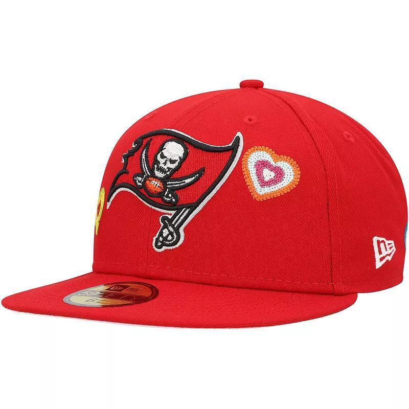 Men's New Era Scarlet Tampa Bay Buccaneers Chain Stitch Heart 59FIFTY Fitted Hat, Size: 7, Red Product Image