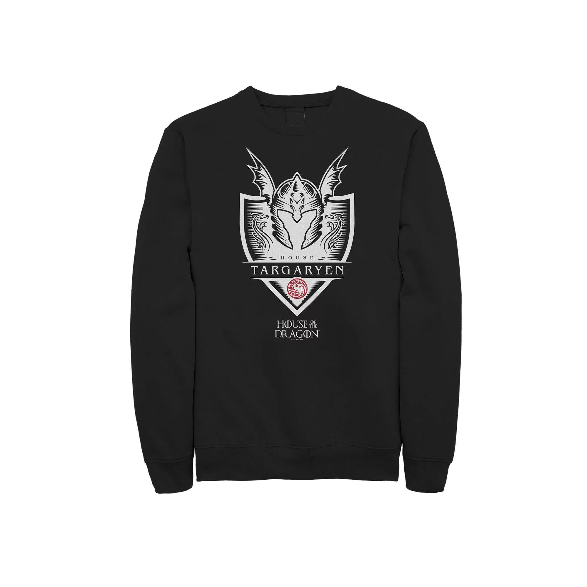 Big & Tall House Of The Dragon House Targaryen Shield Fleece Sweatshirt, Men's, Size: Large Tall, Black Product Image