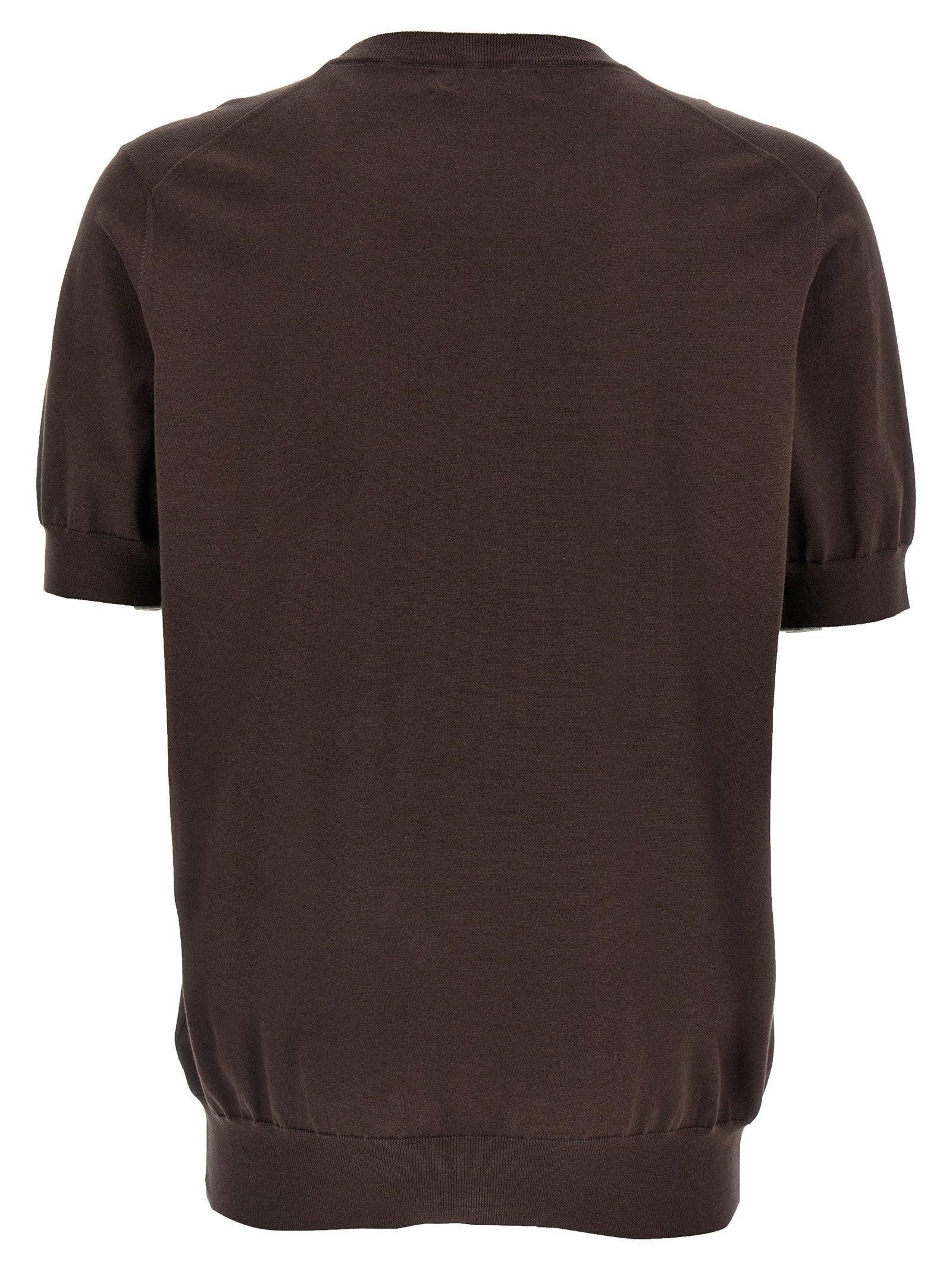 BRUNELLO CUCINELLI Knitted T Shirt In Brown Product Image