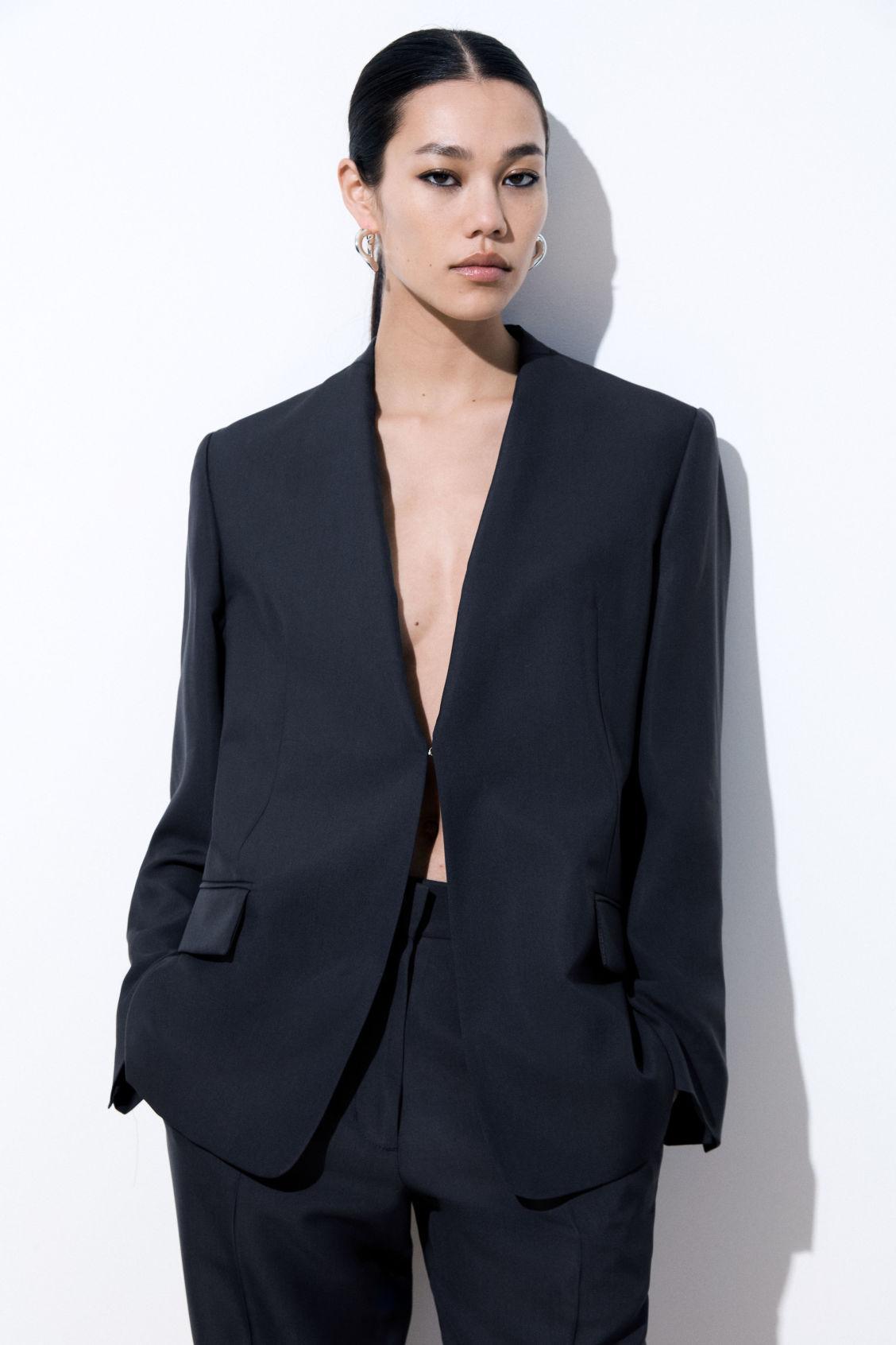 Womens Wool-Cashmere Open-Front Blazer Product Image