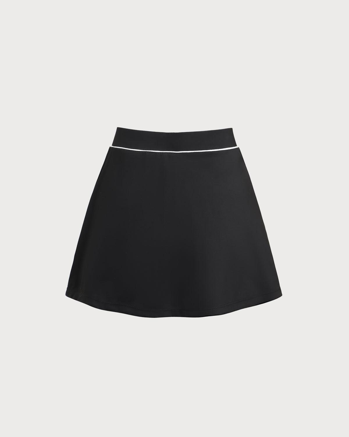 Black High Stretch A-Line Yoga Skirt Product Image