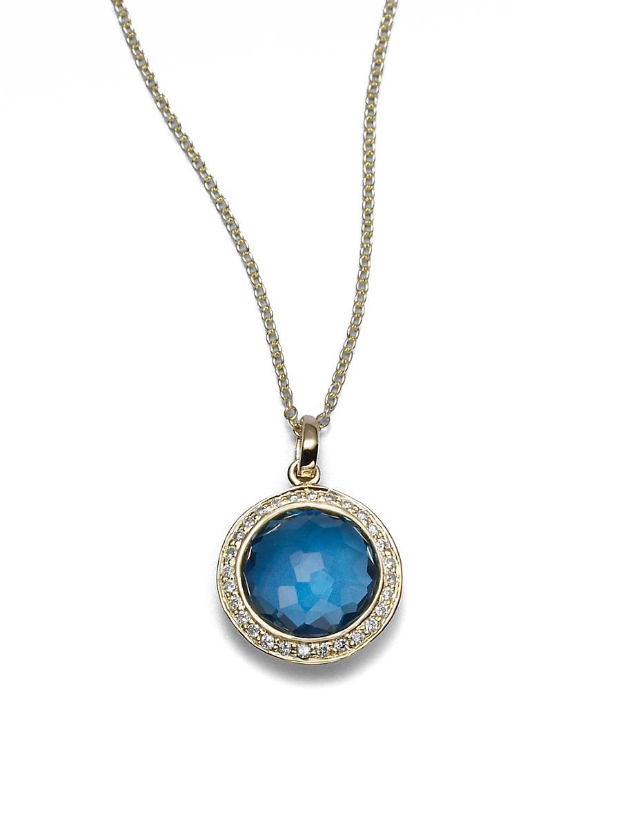 Ippolita 18K Yellow Gold Lollipop Turquoise Mini Pendant Necklace with Pave Diamonds, 18 Product Image