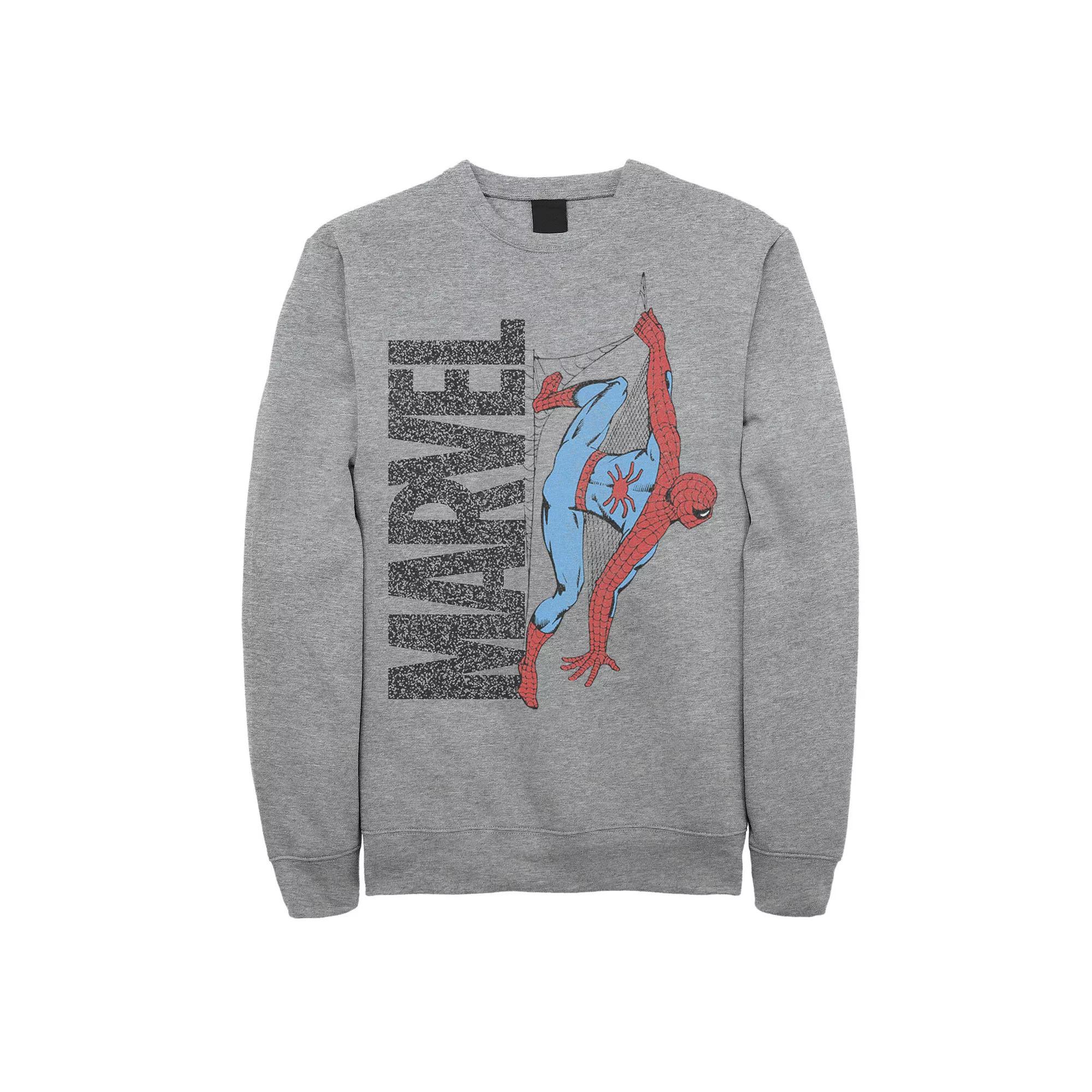 Men's Marvel Spider-Man Distressed Web Logo Sweatshirt, Boy's, Size: XL, Athletic Grey Product Image