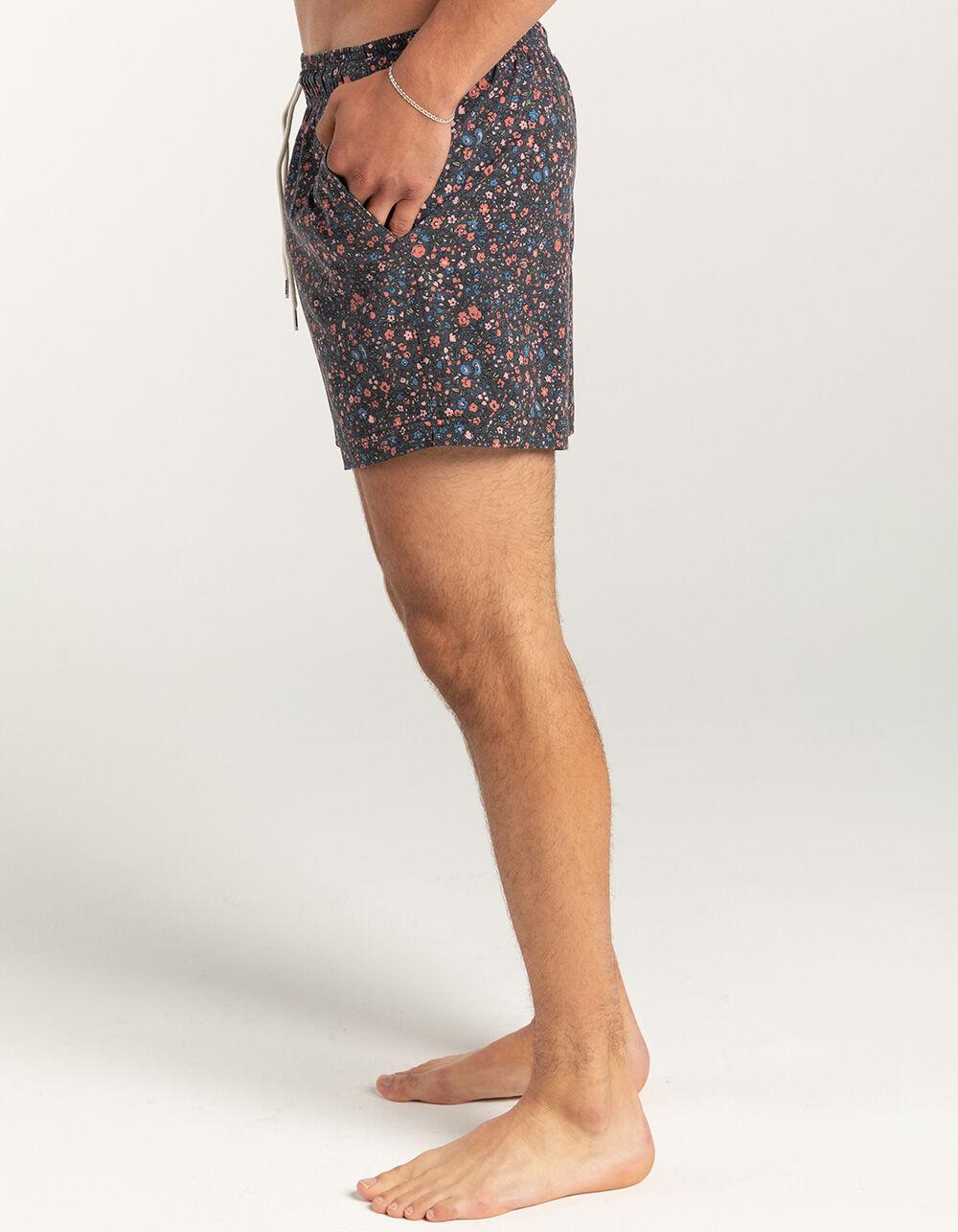 RSQ Mens Ditsy Floral 5" Swim Shorts - BLACK COMBO Product Image