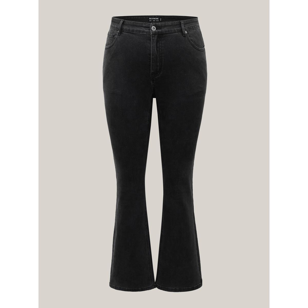 Plus Size Stretchy Classic Bootcut Mid-Rise Jeans Women Denimblack Medium stretch Slanted pocket Jeans BloomChic 16/1X Product Image