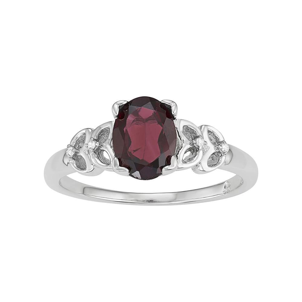 Jewelexcess Sterling Silver Garnet & Diamond Accent Ring, Women's, Size: 8, Red Product Image